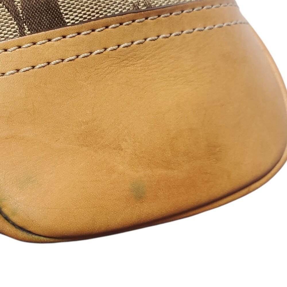 Coach Vtg Hampton Signature & Leather Satchel Bag W/Brass Hardware & Dual Handle - Picture 3 of 16